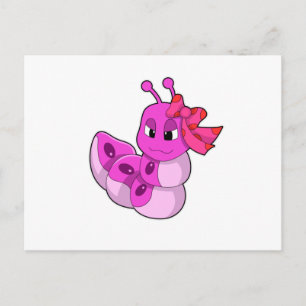 Cartão Postal Lagarta como Menina com Laço