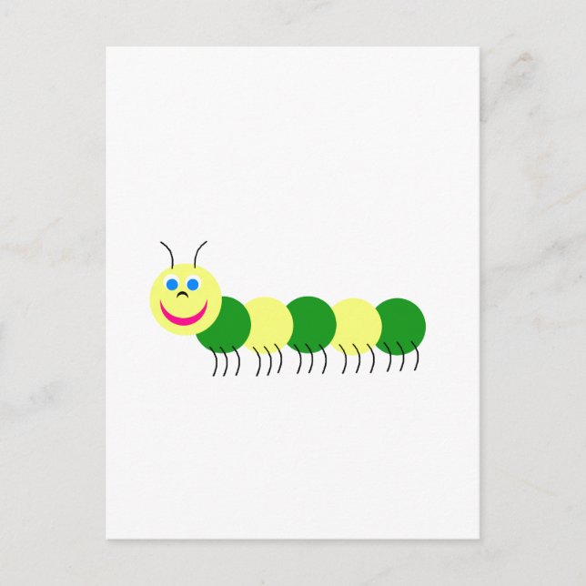 Cartão Postal Lagarta Verde Amarelo (Frente)