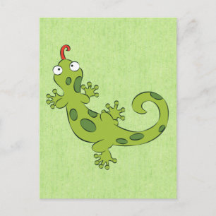 Cartão Postal lagarto de desenho animado fofo