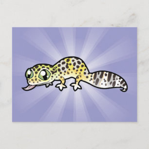 Cartão Postal Lagarto Gecko Leopardo de Desenho Animado
