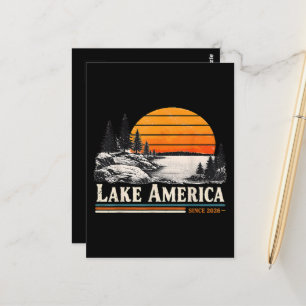 Cartão Postal Lago América 2026 Vintage