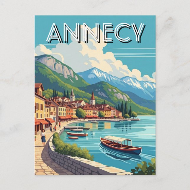 Cartão Postal Lago Annecy França (Frente)