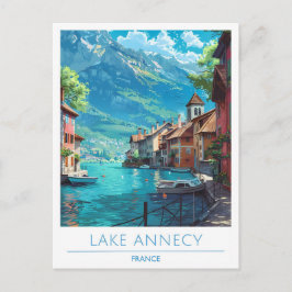 Cartão Postal Lago Annecy França Viagem Vintage