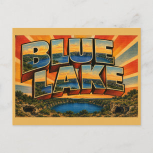 Cartão Postal Lago Azul Sul da Austrália Cratera Vulcânica Arte