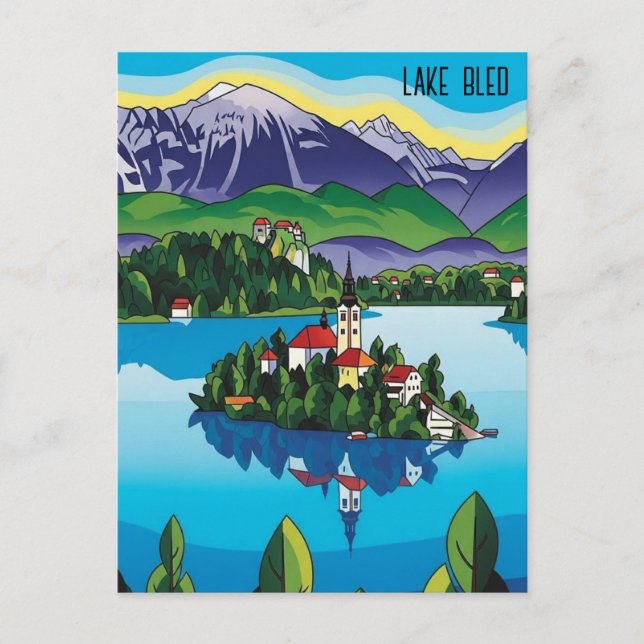 Cartão Postal Lago Bled Eslovênia (Frente)