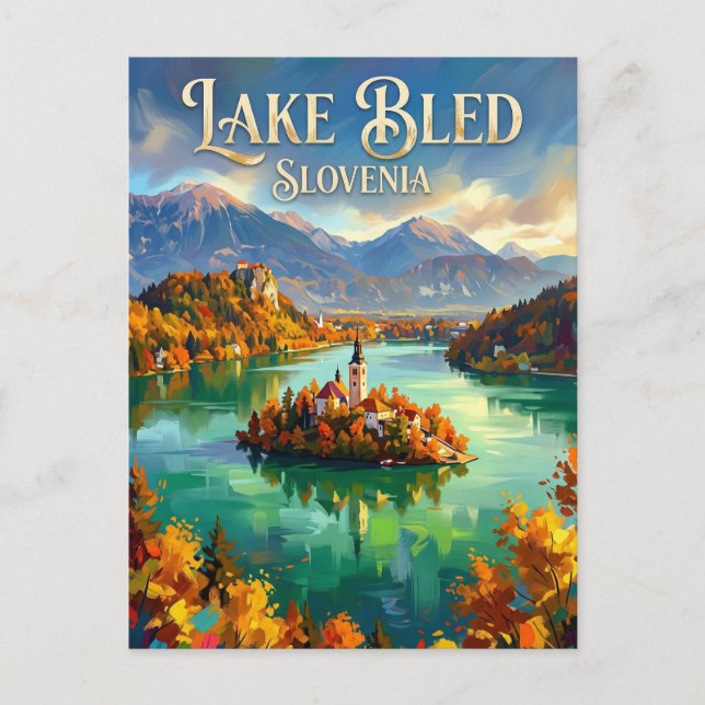 Cartão Postal Lago Bled Eslovênia (Frente)
