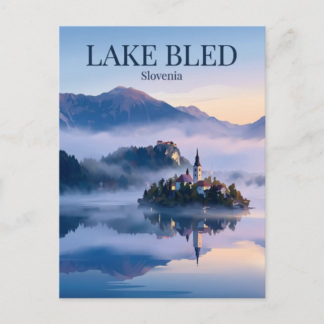 Cartão Postal Lago Bled Eslovênia (Frente)