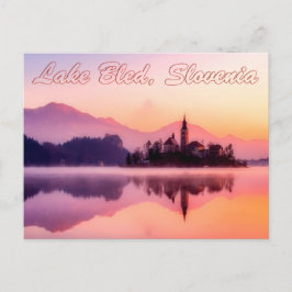 Cartão Postal Lago Bled, Eslovênia Belo nascer do sol