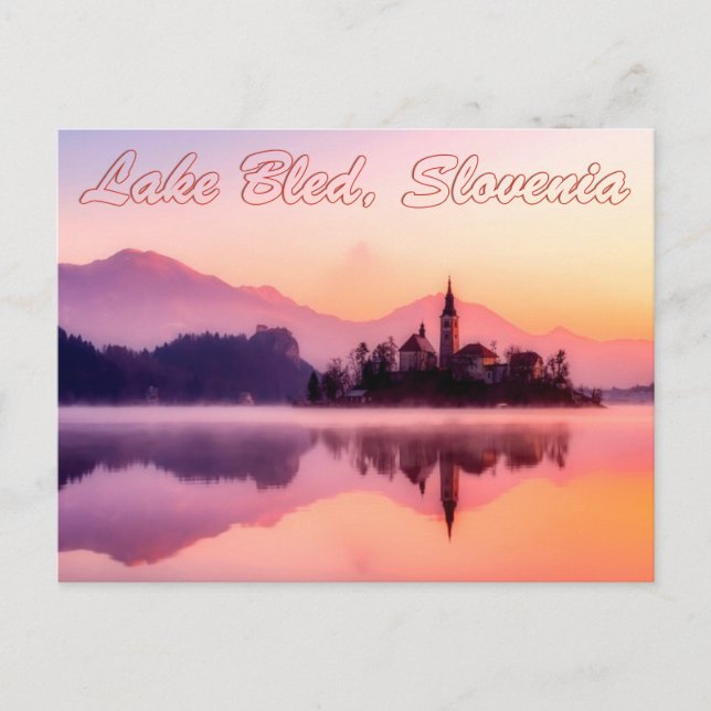 Cartão Postal Lago Bled, Eslovênia Belo nascer do sol (Frente)