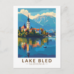Cartão Postal Lago Bled Eslovênia Viagem Art Vintage