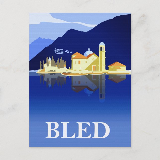 Cartão Postal Lago Bled, reflexos na água (Frente)