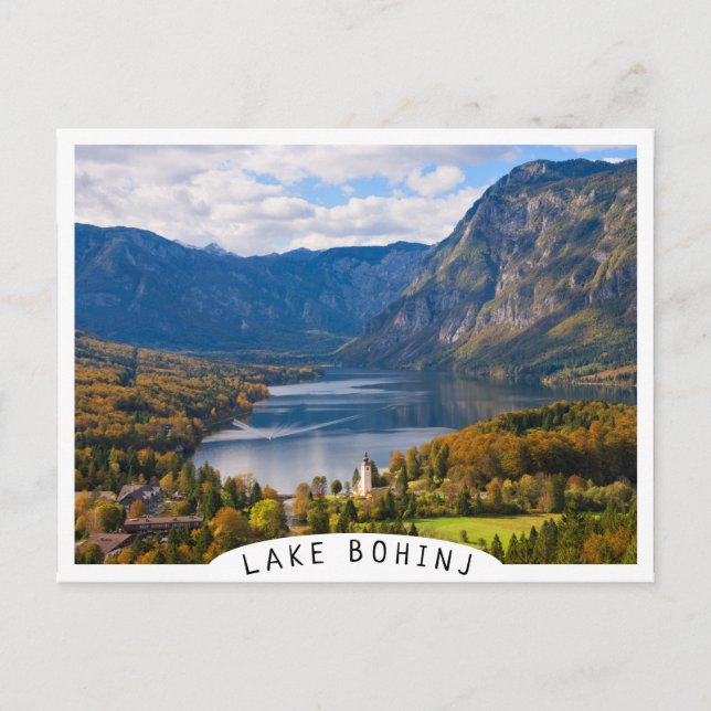 Cartão Postal Lago Bohinj na Eslovênia no outono (Frente)