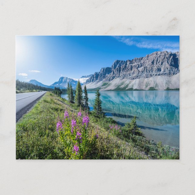 Cartão Postal Lago Bow Banff Reflexos da Montanha (Frente)
