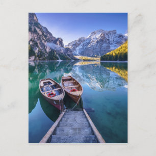 Cartão Postal Lago Braies Dolomite Alps, Itália