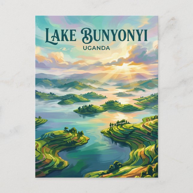 Cartão Postal Lago Bunyonyi Uganda (Frente)