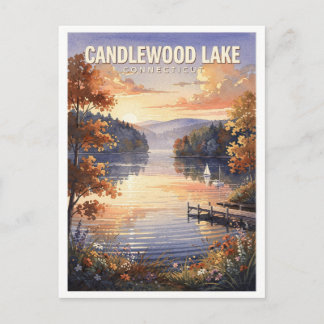Cartão Postal Lago Candlewood Connecticut Viagem Antiga