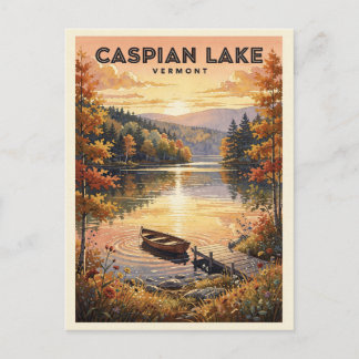 Cartão Postal Lago Caspian Vermont Viagem Antiga
