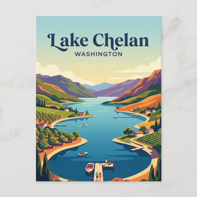 Cartão Postal Lago Chelan EUA (Frente)