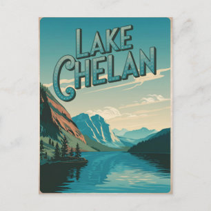 Cartão Postal Lago Chelan Washington Vintage