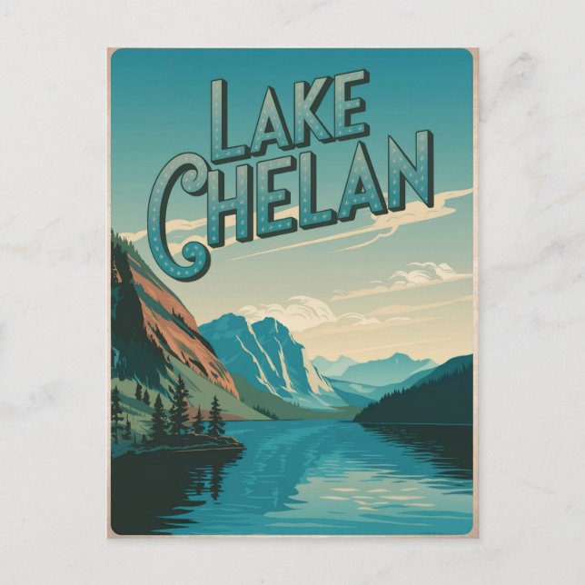 Cartão Postal Lago Chelan Washington Vintage (Frente)