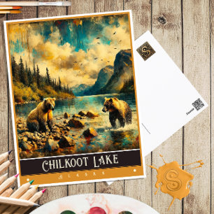 Cartão Postal Lago Chilkoot, Alasca   Vintage Painting