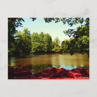 Cartão postal - lago com barcos a remo