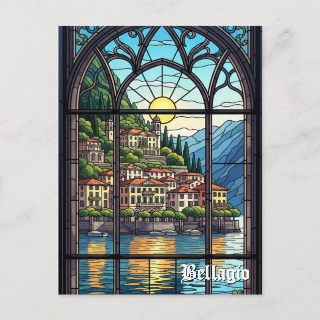 Cartão Postal Lago Como Bellagio Itália (Frente)