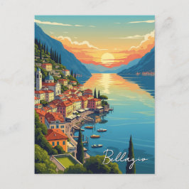 Cartão Postal Lago Como Bellagio Itália Sunset