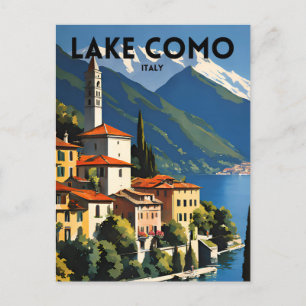 Cartão Postal Lago Como Itália Poster de viagens tradicional
