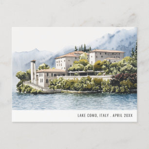 Cartão Postal Lago Como Norte Itália Watercolor Viagem italiano