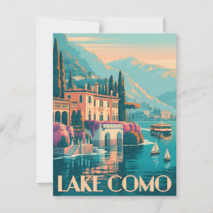 Cartão Postal Lago Como Vintage