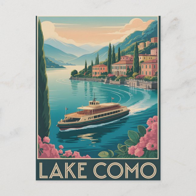 Cartão Postal Lago Como Vintage (Frente)