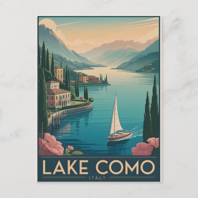 Cartão Postal Lago Como Vintage (Frente)