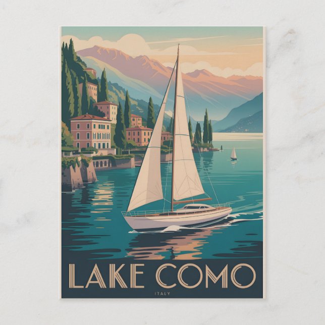 Cartão Postal Lago Como Vintage (Frente)