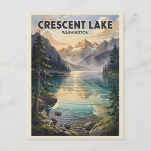Cartão Postal Lago Crescent Washington Viagem Vintage
