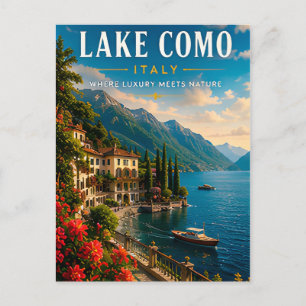 Cartão Postal 🌊 Lago de Como Itália Luxo à Beira do Lago