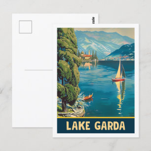 Cartão Postal Lago de Garda Itália Antigo Lugar de Viagem Famoso