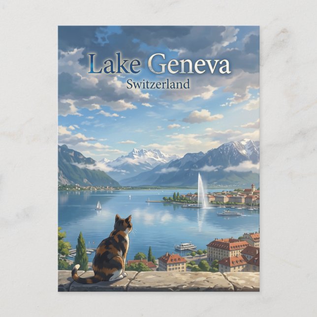 Cartão Postal Lago de Genebra Suíça (Frente)