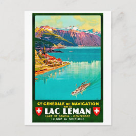 Cartão Postal Lago de Genebra, vista aérea, Suíça, vintage