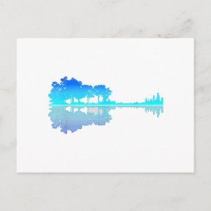 Cartão Postal Lago de Guitarra Sombra Amor Guitarra Músico