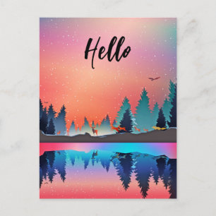 Cartão Postal Lago de inverno Cênico com Olho de Olho