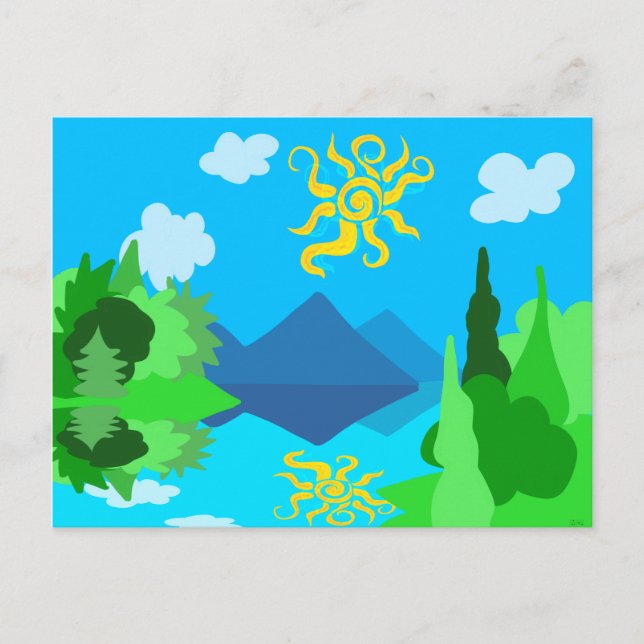 Cartão Postal Lago de Verão (Frente)