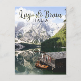 Cartão Postal Lago di Braies Itália Viagem Art Vintage