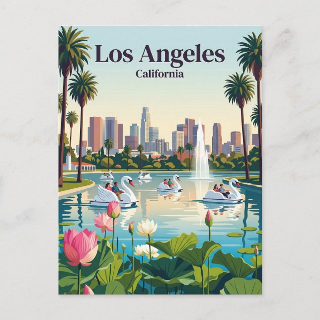 Cartão Postal Lago Echo Park Califórnia (Frente)