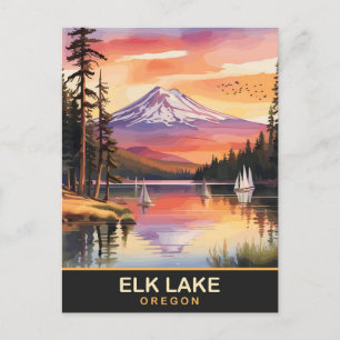 Cartão Postal Lago Elk, Monte Bachelor Bend, Oregon, Viagem