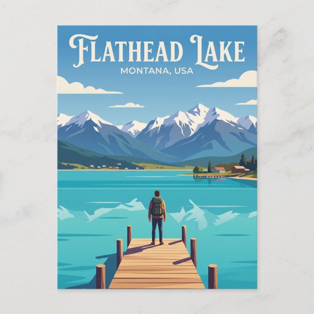 Cartão Postal Lago Flathead EUA (Frente)