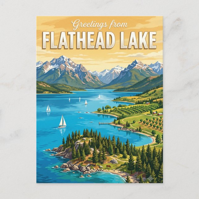 Cartão Postal Lago Flathead Montana (Frente)