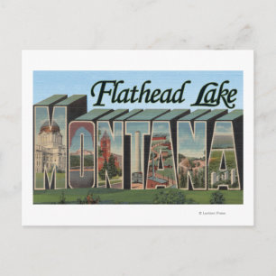 Cartão Postal Lago Flathead, Montana - Cenas com Grandes Letras