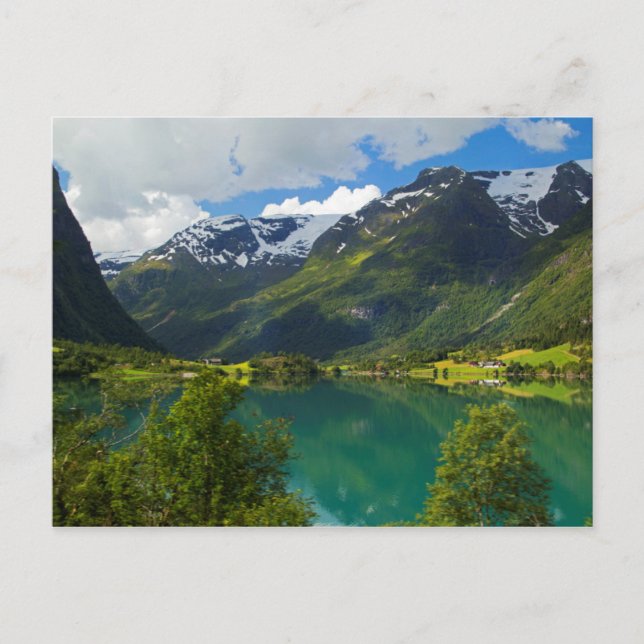 Cartão Postal Lago Floen cênico, Noruega (Frente)