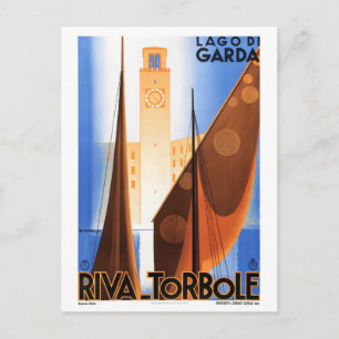 Cartão Postal Lago Garda, Itália Poster vintage restaurado